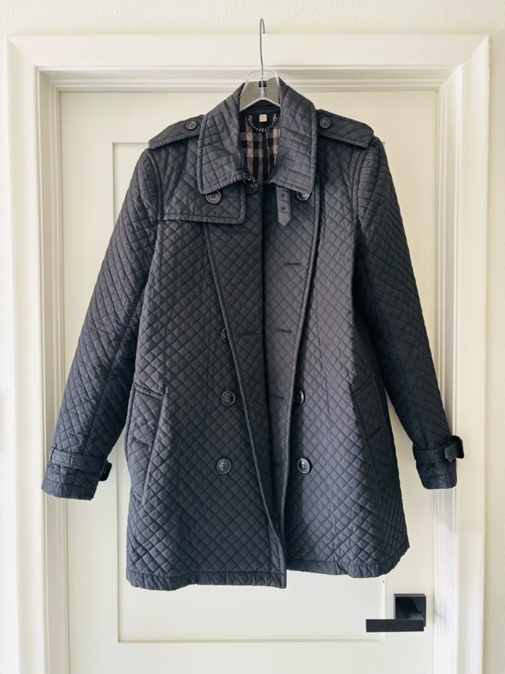 Burberry Black Quilted Trench Coat - Picture 1 of 6